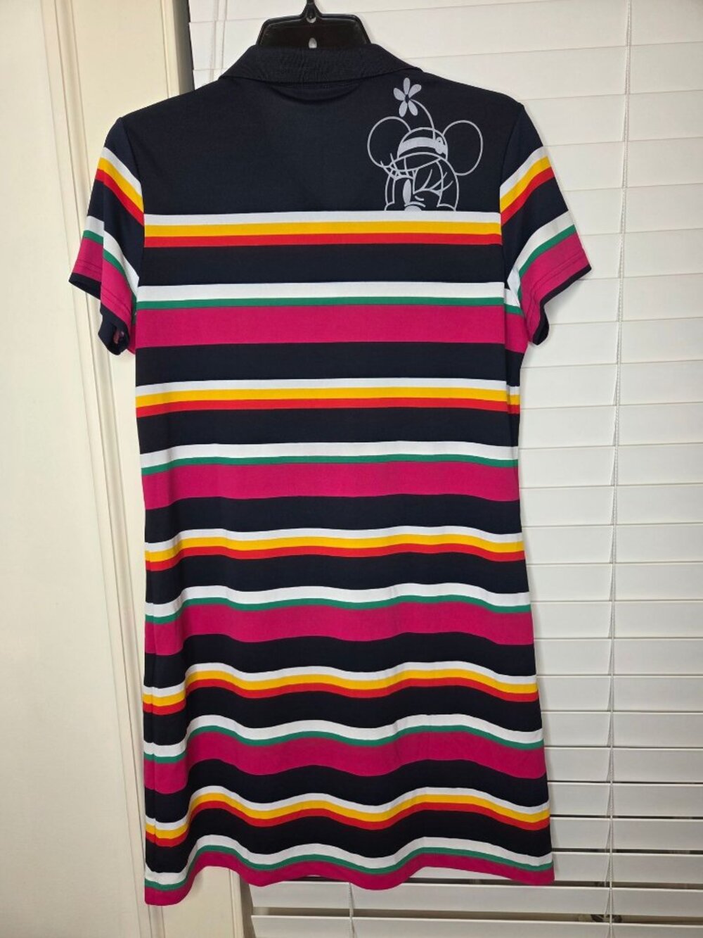 Womens Disney Minnie Mouse Polo Dress L Multicolor Striped Graphic Preppy - Picture 4 of 7